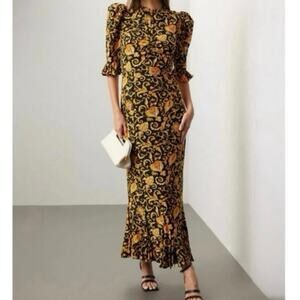RHODE Felix Dress yellow/black floral maxi dress Size 6